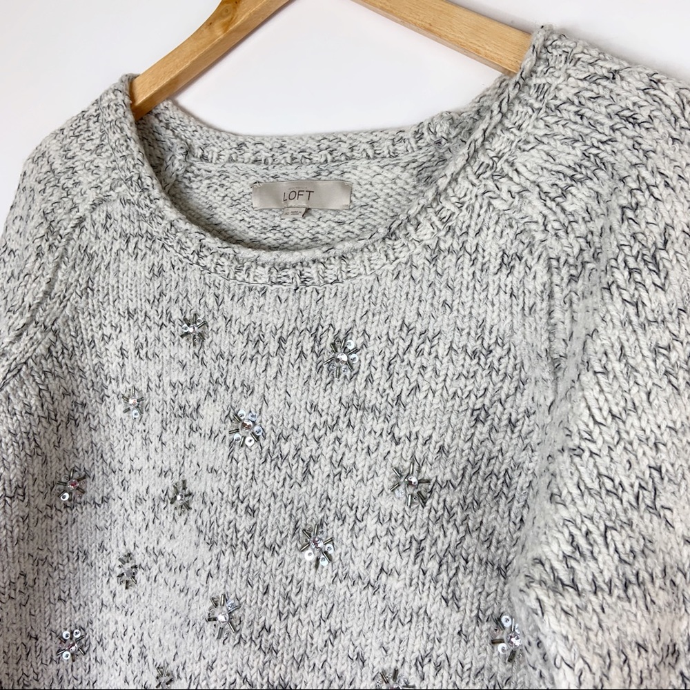LOFT Beaded Snowflake Sweater Size XL - Picture 5 of 8